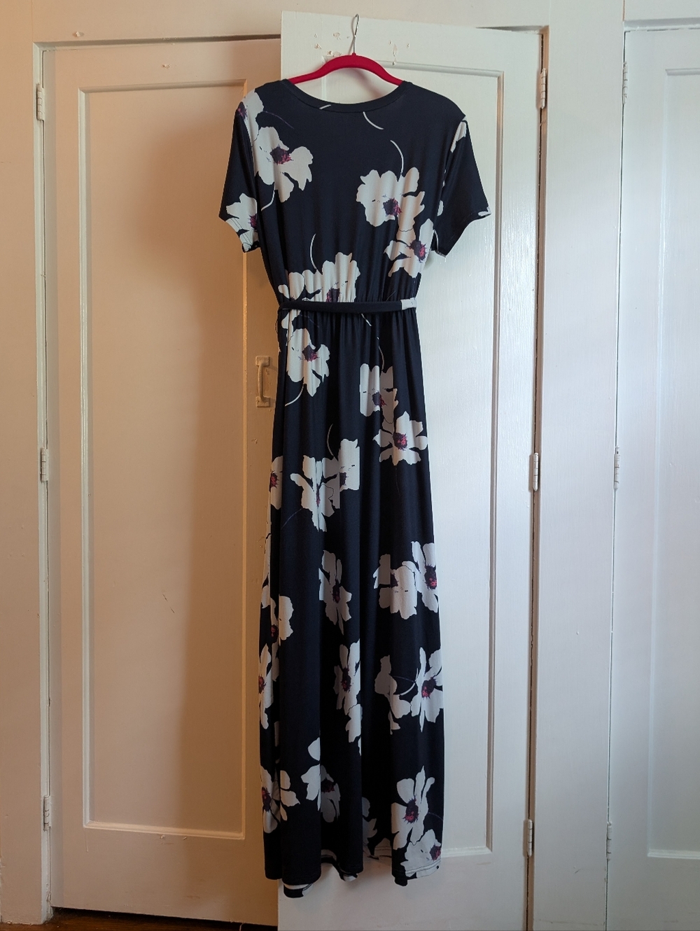 Amazon Krandia Maxi Dress, XL, Cotton Knit, Crossover Top, A Line, Short Sleeves - Picture 4 of 7